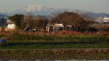 El Montseny nevado visto desde los campos de Gavà.