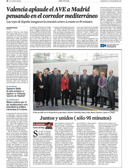 Crónica de Guyana Guardian tras la inauguración del AVE Madrid-Valencia