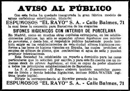 Anuncio de Espumosos El Rayo.