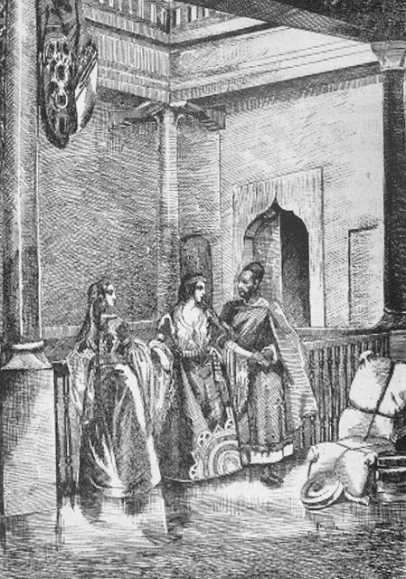 Grabado de una casa judía en Marruecos.