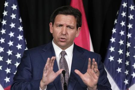 Ron DeSantis, durante una de sus últimas apariciones públicas, el pasado 15 de febrero