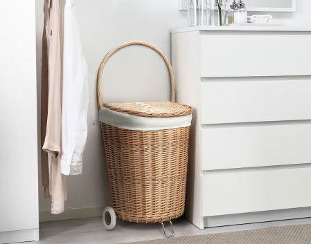 TOLKNING, cesto con ruedas de sauce