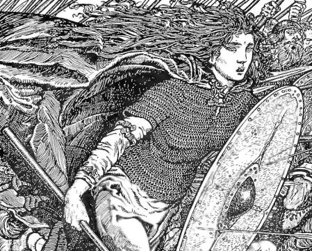 La legendaria doncella vikinga Ladgerda, esposa de Ragnar Lodbrok, en un dibujo de Morris Meredith Williams.