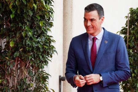 Spain's Prime Minister Pedro Sanchez arrives at the 2023 Mobile World Congress (MWC), in Barcelona, Spain February 27, 2023. REUTERS/ Albert Gea