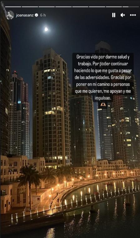 Joana Sanz publica una historia de Instagram desde Dubai