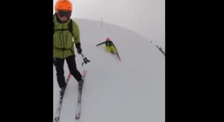 La caída de Jesús Calleja mientras esquiaba