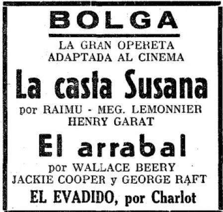 Primera programación del cine Bolga.