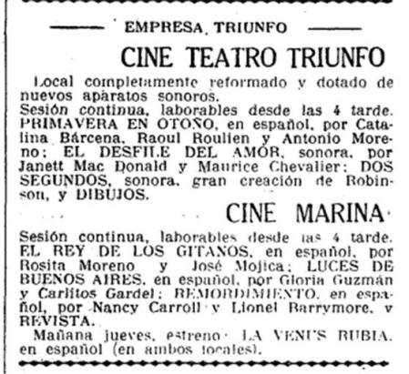 Anuncio de la Empresa Triunfo.