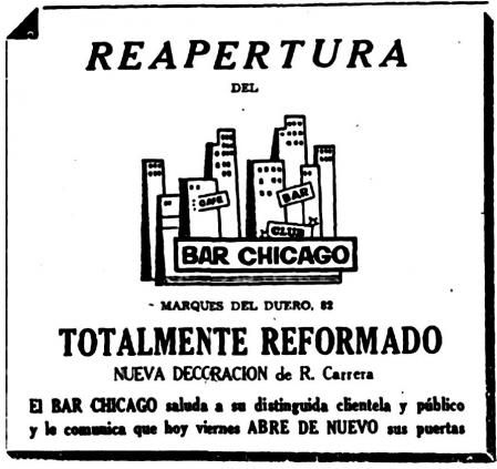 Anuncio de la reapertura del Bar Chicago.