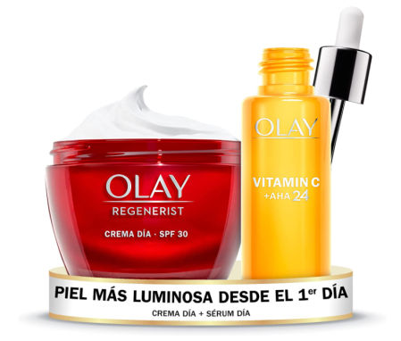 Olay Regenerist, crema facial de día y sérum con vitamina C