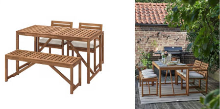 NÄMMARÖ, mesa con 2 sillas y banco exterior