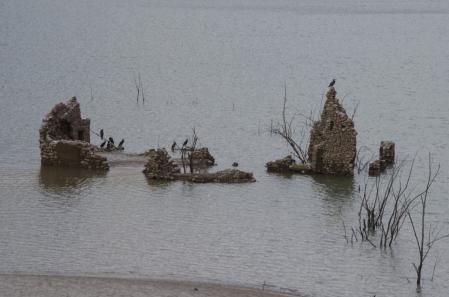 Paisaje de sequía en Sau.