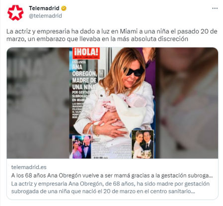 El tuit de Telemadrid