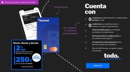 Cuenta online sin comisiones Banc Sabadell