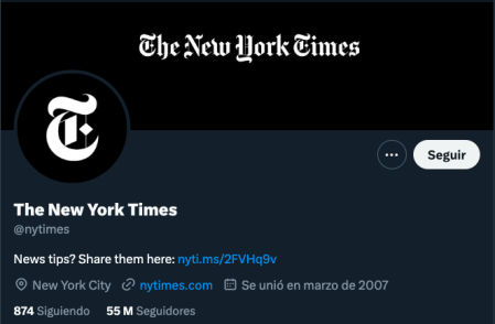Usuario de Twitter del New York Times sin verificar