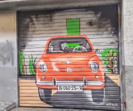 Persianarte de automóviles en el Eixample.