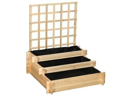 Outsunny Jardinera de 3 Niveles con Enrejado