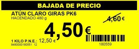 Ejemplo de etiquetado en los lineales de Mercadona