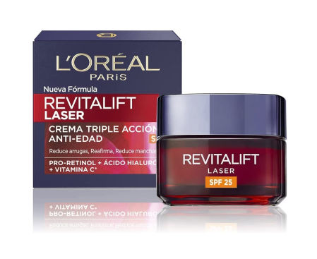 L'Oréal París Revitalift Láser Crema Hidratante SPF25 Cuidado Anti-Edad Triple Eficacia 50ml