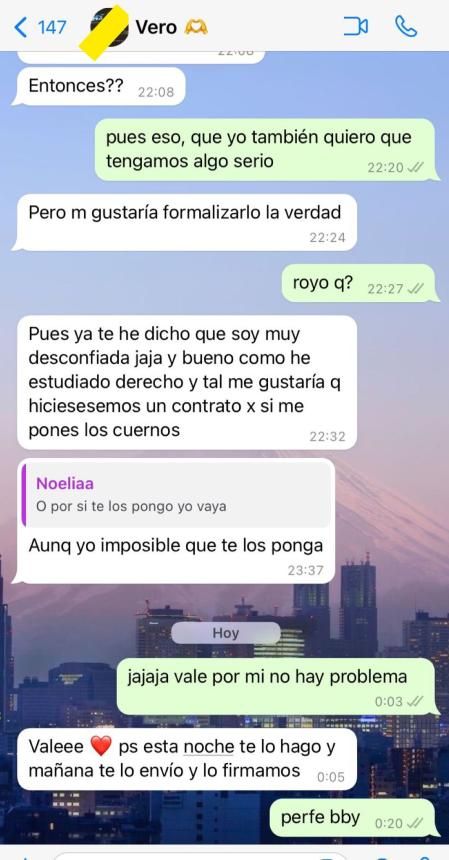Captura de la conversación de WhatsApp