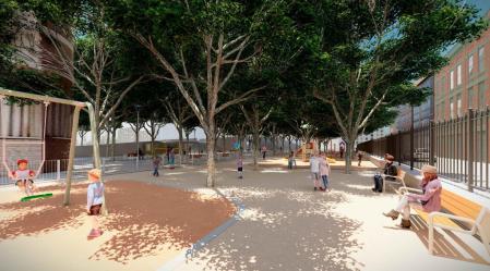 Futura área de juegos infantiles del parque de la Espanya Industrial