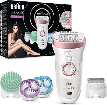 Braun Silk-épil 9 Depiladora Eléctrica Mujer, SkinSpa con Tecnologí­a SensoSmart y 13 Accesorios