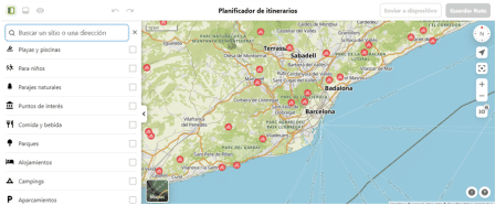 Komoot ofrece la posibilidad de marcar en el mapa lugares como fuentes, restaurantes o puntos de hospedaje.