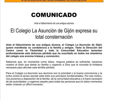 Comunicado del centro educativo