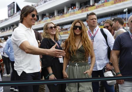 Shakira y Tom Cruise en el Grand Prix de Miami