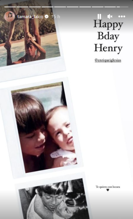 Publicación de Tamara Falcó en Instagram felicitando el cumpleaños a su hermano Enrique Iglesias.