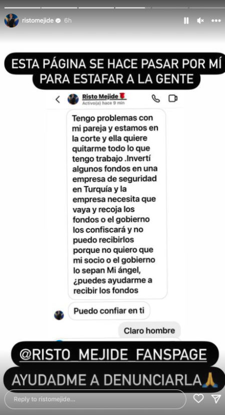 Imagen de la historia de Instagram compartida por Risto Mejide