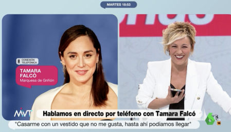 Cristina Pardo bromea con Tamara Falcó al quedarse sin vestido de novia