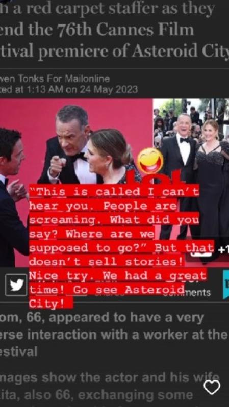 Rita Wilson explica qué pasó en Cannes