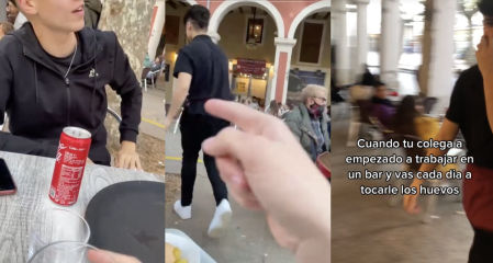 Empieza de camarero en un bar y sus amigos van todos los días a trolearle: "Pa eso estamos"