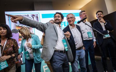 Trias junto a Damià Calvet, Jordi Martí y Joan Rodriguez