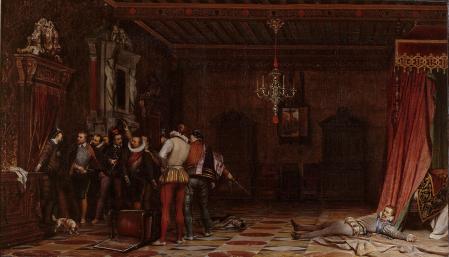 Réplica del cuadro El asesinato del duque de Guisa, de Paul Delaroche (1834), castillo de Blois.