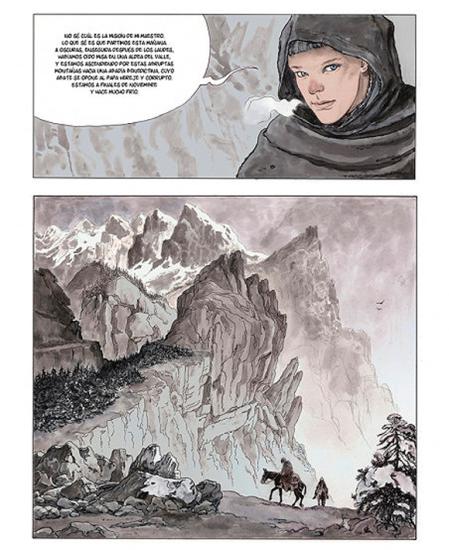 Página del cómic 'El nombre de la rosa', de Milo Manara y Umberto Eco