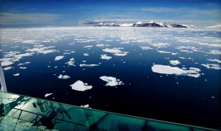 photograph by XAVIER CERVERA 06/2010 on board norwegian vessel (built in Italy) M/S Fram (you can see radar, scan,..) somewhere between Bellsund and Horsund in south west Spitsbergen island, archipielago of Svalbard (Norway); arctic ocean melting down...global warming, climate change affecting