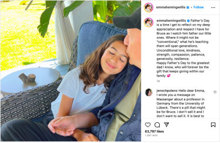 Publicación de Emma Heming dedicada a su marido Bruce Willis