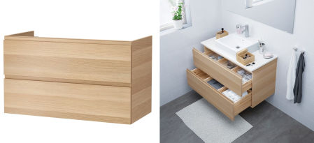 GODMORGON, armario para el lavabo de 2 cajones,