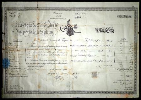 Pasaporte otomano, con fecha de 1900.