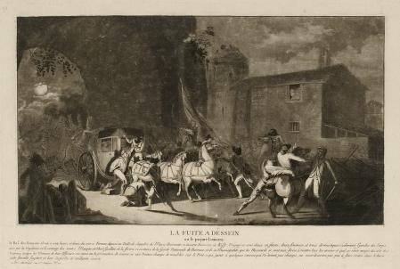 Grabado de la fuga de Luis XVI.