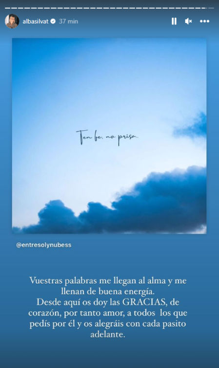 Publicación fugaz de Alba Silva en Instagram.