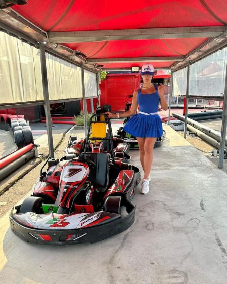 Georgina Rodríguez en los karts de Madrid