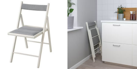 FRÖSVI, silla plegable, blanco/Knisa gris claro
