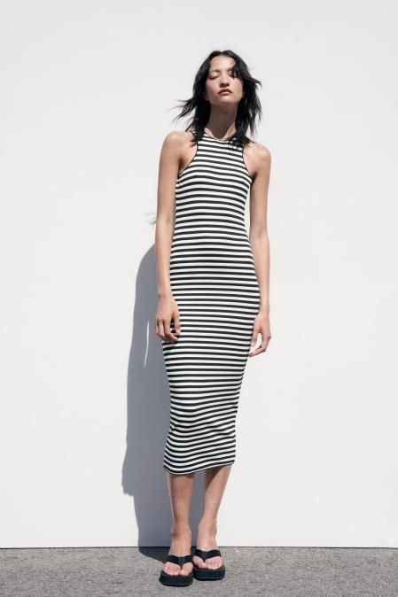 Vestido de estampado de rayas de Zara