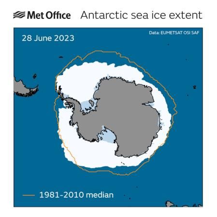 Hielo en la Antártica, comparativa de extensión  .