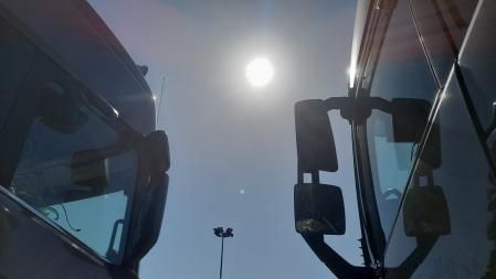 Camiones en la celebración de San Cristóbal en Olot.