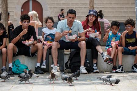reportaje palomas -de un tiempo a esta parte las palomas son cada vez más atrevidas, pasan volando cada vez más cerca de las personas, a veces hasta se chocan, consultados algunos expertos ello se debe a que se han acostumbrado tanto a comer de la gente que les han perdido el respeto, además están gordas, y el calor también alimenta su torpeza
Plaza Gardunya
Plaza Catalunya