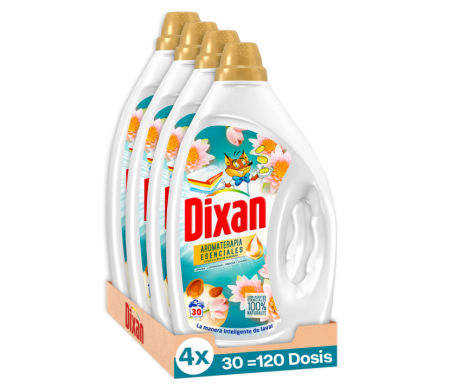 Dixan Gel Aromaterapia Lotus & Aceite de Almendra, detergente para Lavadora (pack de 4)